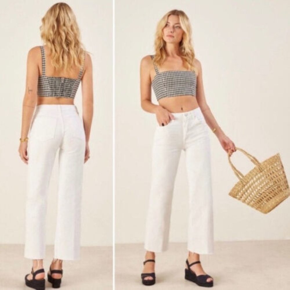 Reformation Fawcett White Ivory High Rise Wide Leg Jeans Size 30 (L-XL / 12-14)